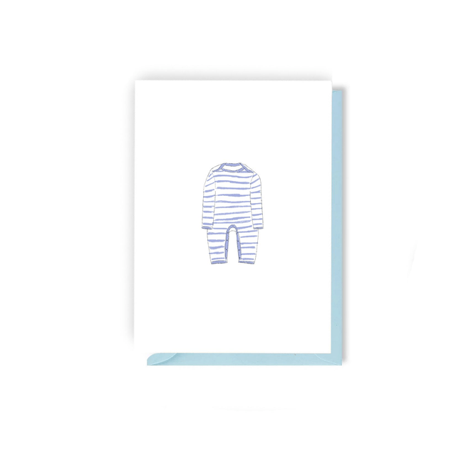 Blue Baby Grow - Illustrated New Baby Card 