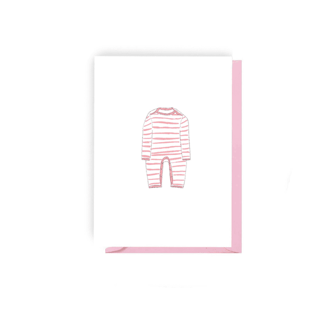 Pink Baby Grow - Illustrated New Baby Card  